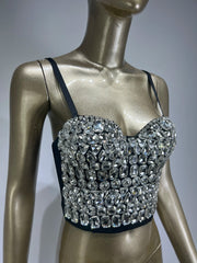 Luxury Women Summer Sexy Crystal Diamonds Cotton Camis Tops