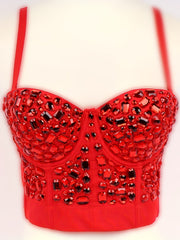 Rhinestone Cami Bustier V Neck Push Up Corset