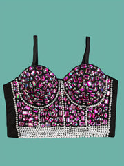 Sequined Spaghetti Strap Top Sexy Crop Top